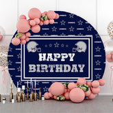 Blue Cowboys Star Joyeux Anniversaire Toile de Fond Ronde